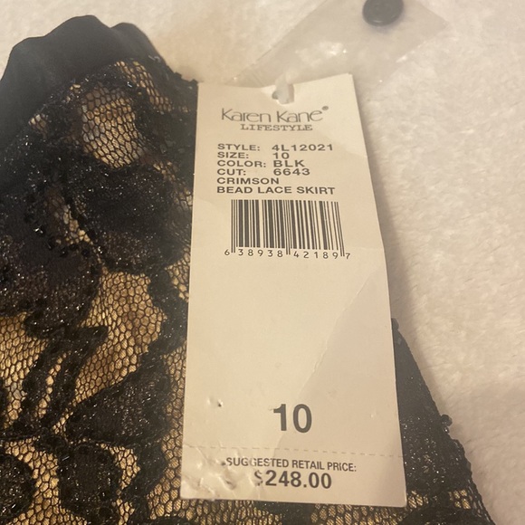 KAREN KANE LIFESTYLE NWT Size 10 Beaded Lace Black Skirt MSRP $248 - Picture 7 of 11